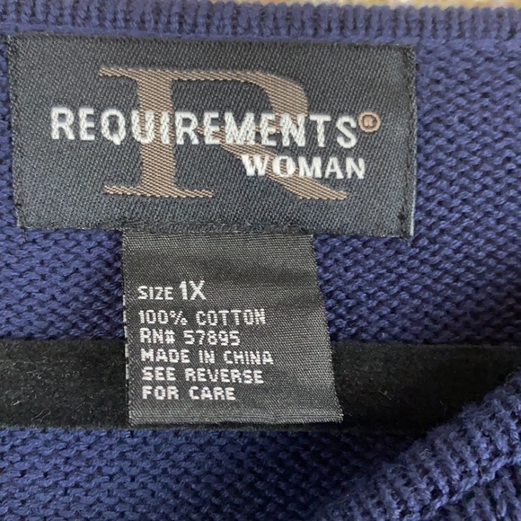 Vintage Requirements Woman Navy Purple Embroidered Striped Mom Sweater 90s 1X - Picture 4 of 10